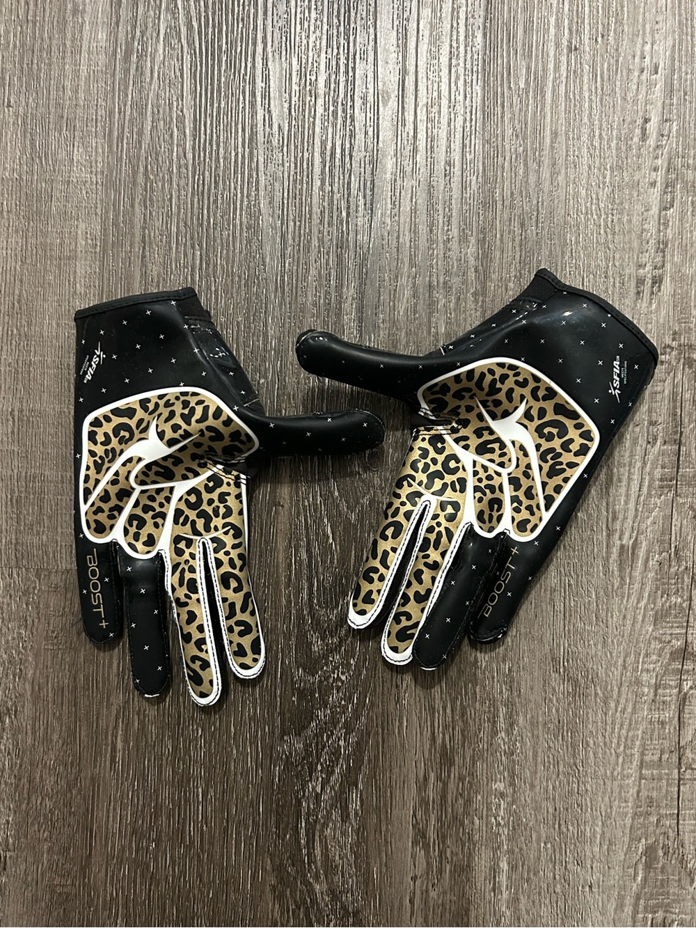 grip boost peace stealth football gloves black gold